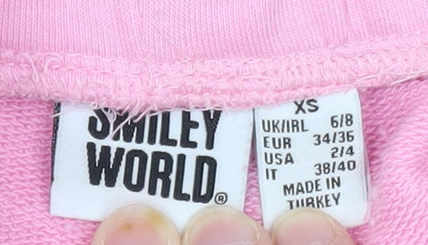 SmileyWorld Women's Pink XS Sweat Shorts with Logo Print