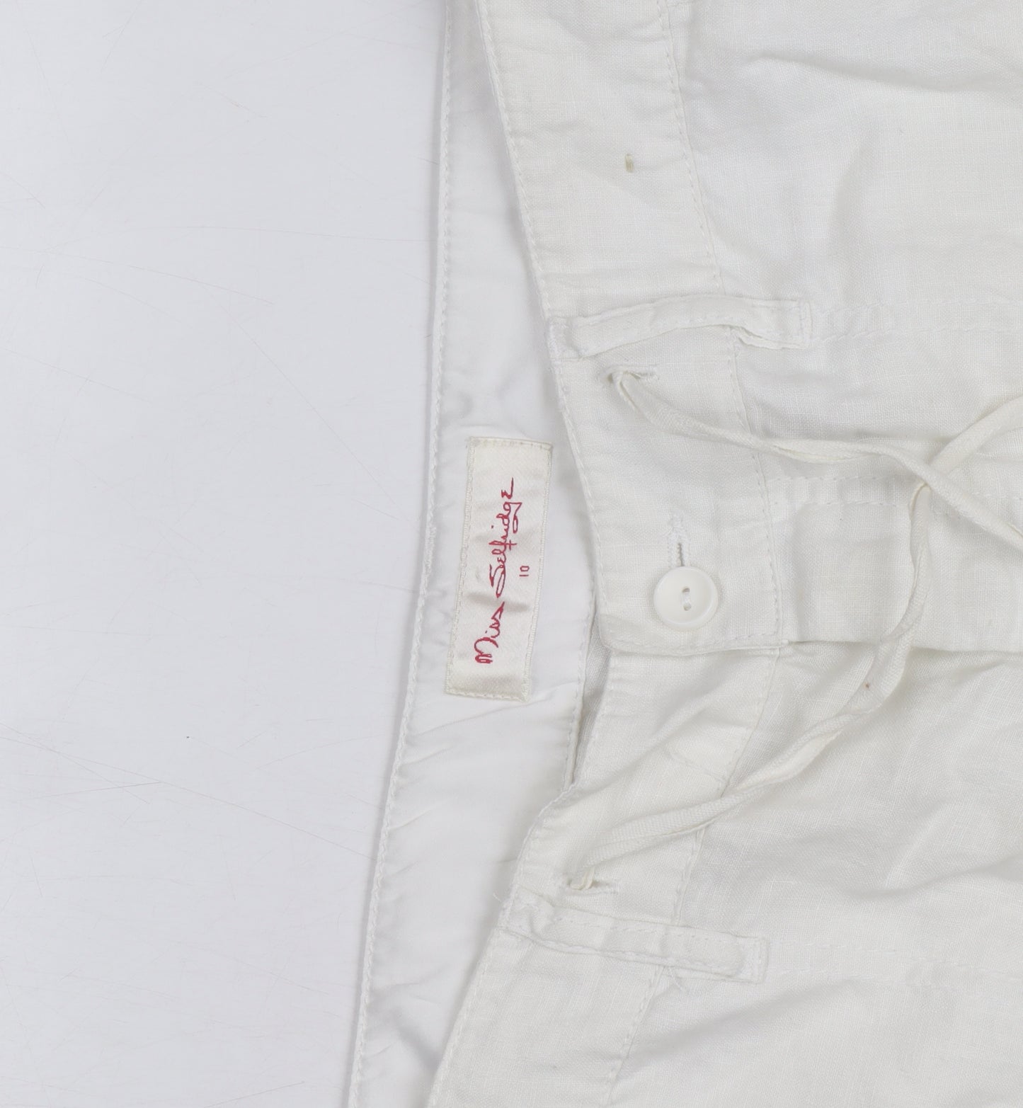 Marks and Spencer Women’s White Linen Chino Trousers Size 10