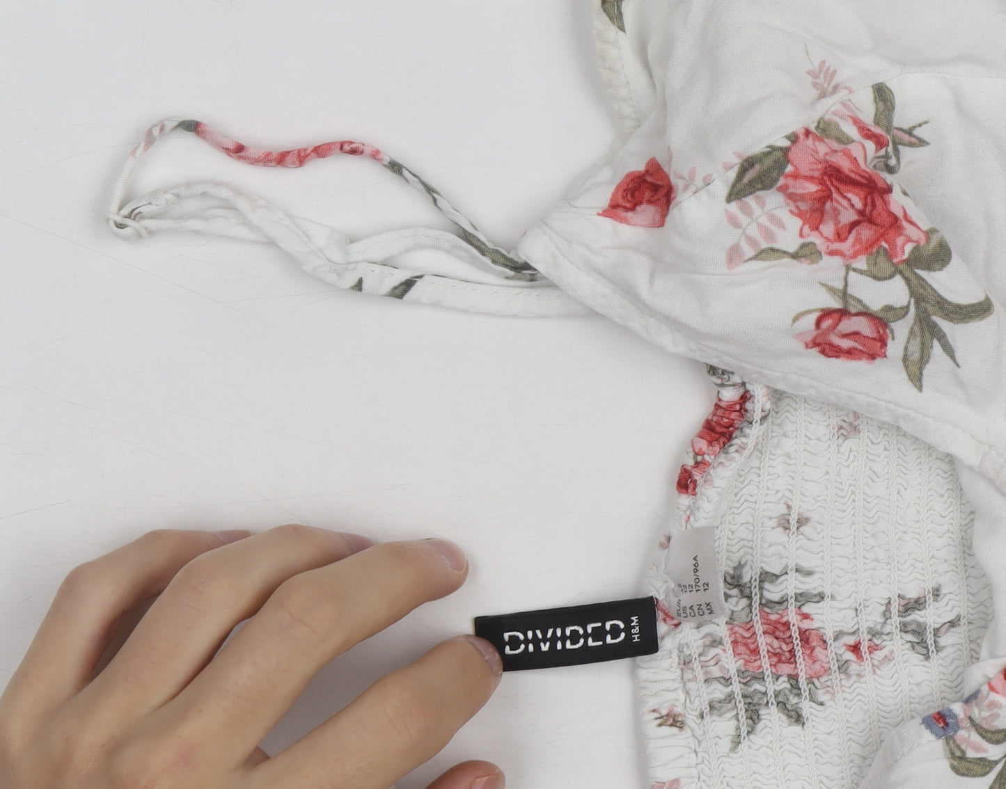 H&M Divided White Floral Slip Dress Women’s Size 12 Summer Casual