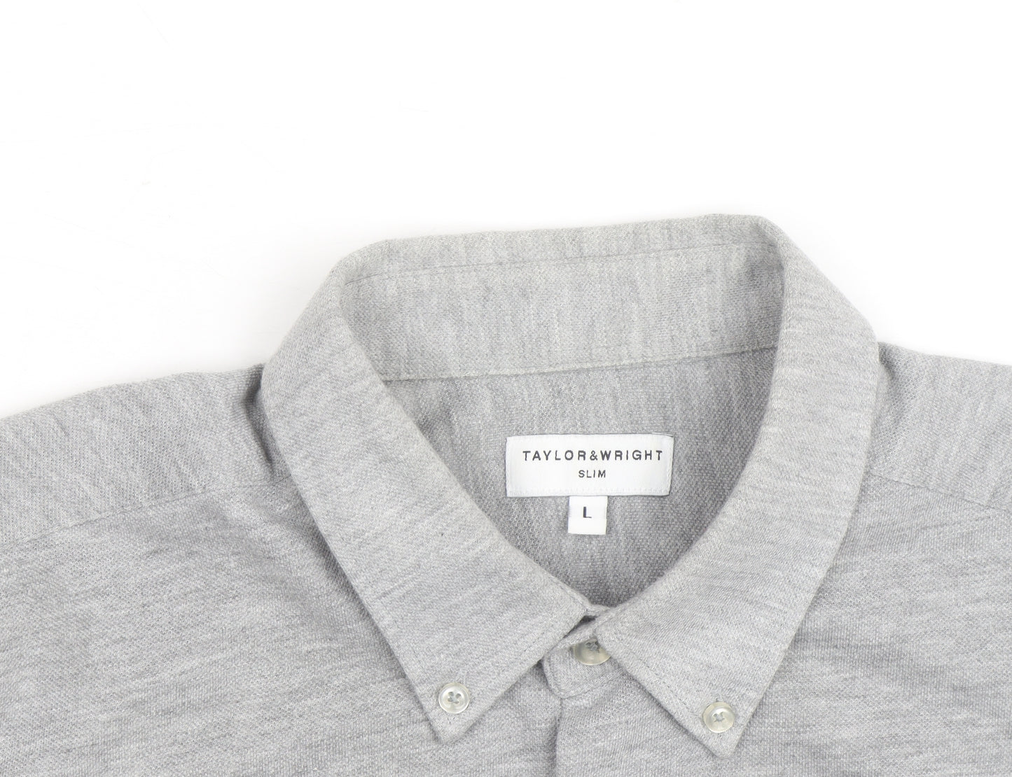 Taylor & Wright Men's Grey Slim Fit Long Sleeve Button-Up Shirt Size L