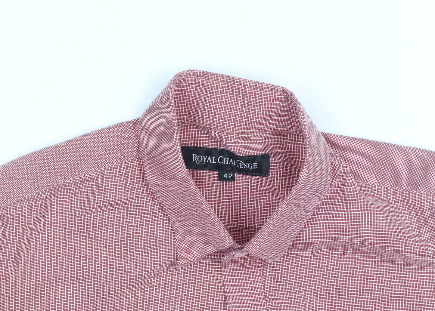 Royal Challenge Men's Red Check Short Sleeve Cotton Button-Up Shirt Size 42