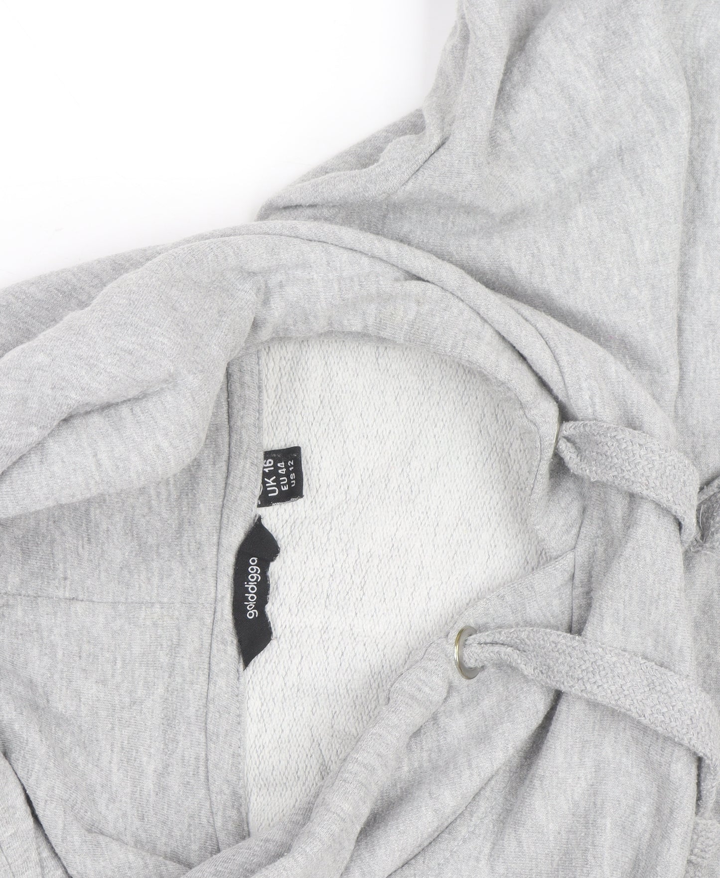 Golddigga Women’s Grey Pullover Hoodie UK 16 Cotton Blend Casual