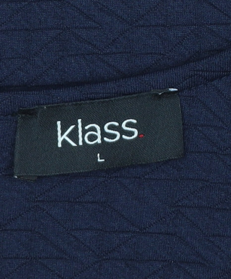 Klass Women Blue L Basic 3/4 Sleeve Jersey Blouse