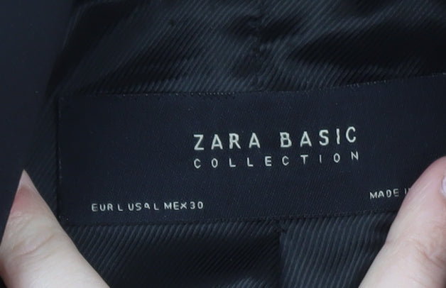 Zara Women Black Shawl Collar Longline Blazer Size 14
