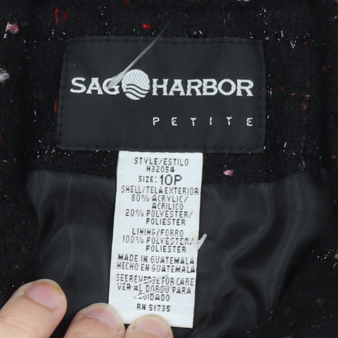 Sag Harbor Petite Black Tweed Check Suit Jacket Women's Size 10P
