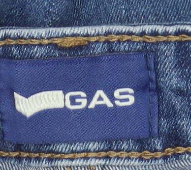 GAS Men Blue 34x32 Regular Fit Straight Denim Jeans