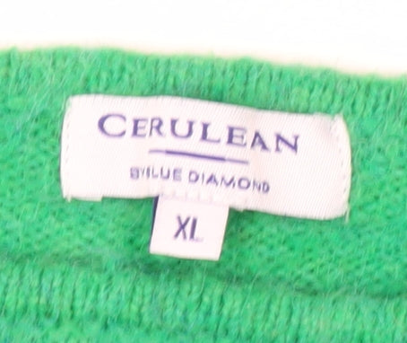 Cerulean Women Blue Green Striped Pullover Jumper XL Acrylic Blend