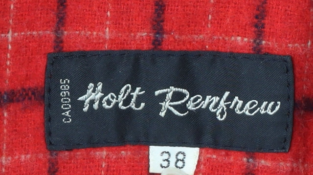 Holt Renfrew Men's Blue Wool Pea Coat Size 38 Double-Breasted Lined