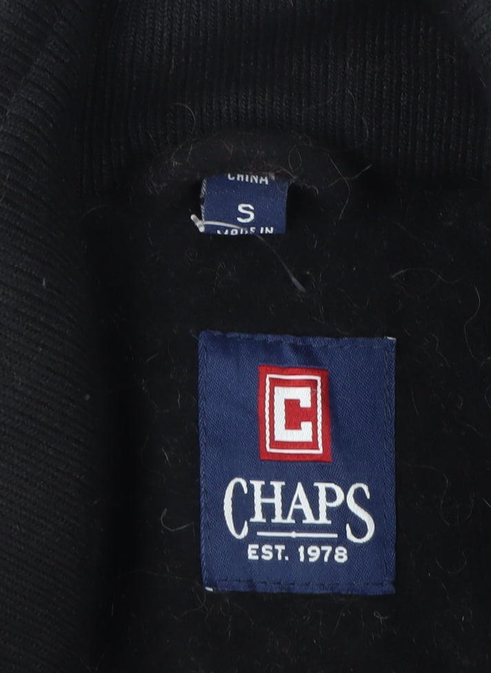 Chaps Men's Black Wool Blend Long Overcoat Size S