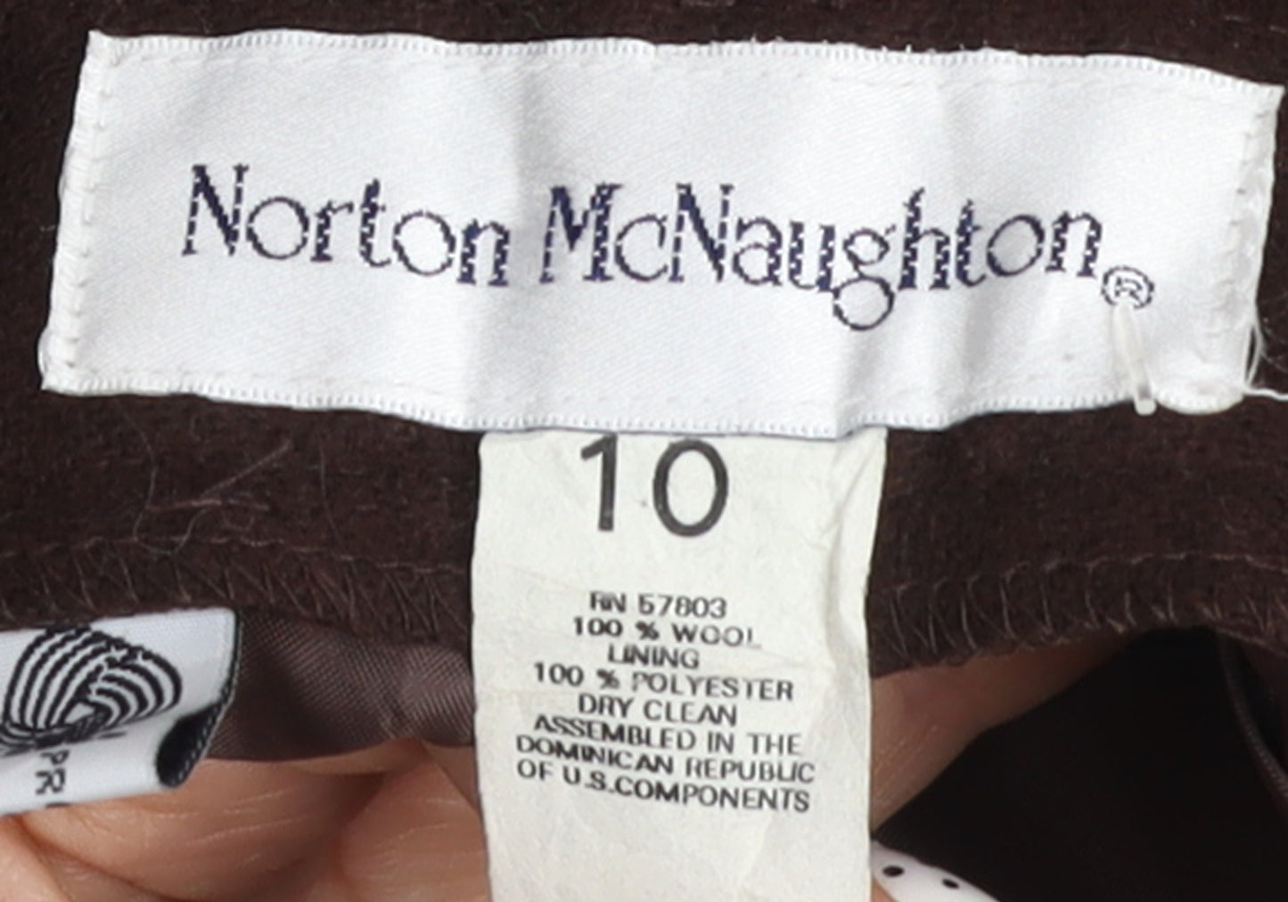 Norton McNaughton Women’s Brown Wool Pleated High Waist Trousers Size 10