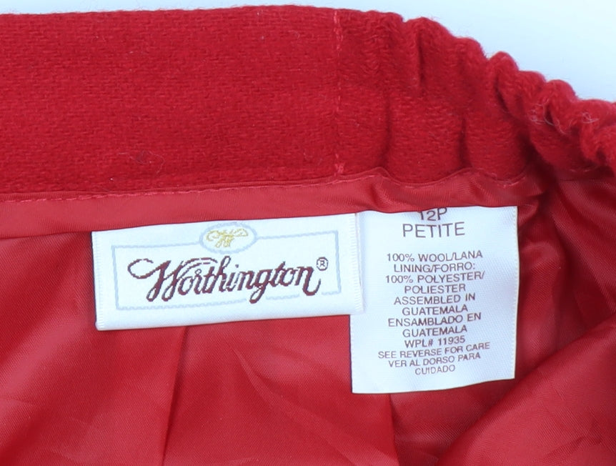 Worthington Women's Red Wool Pencil Skirt Size 12 Petite
