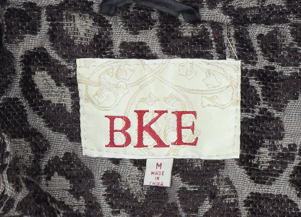 BKE Womens Brown Leopard Print Pea Coat Medium Double Breasted Autumn