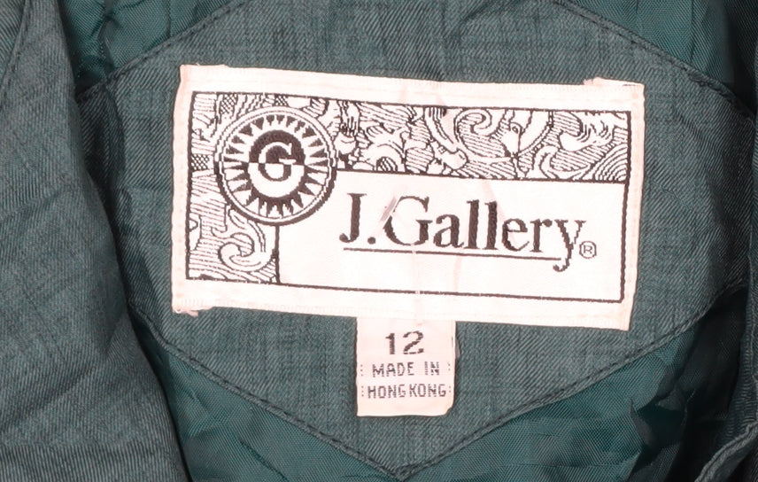 J.Gallery Women's Green Long Belted Trench Coat Size 12