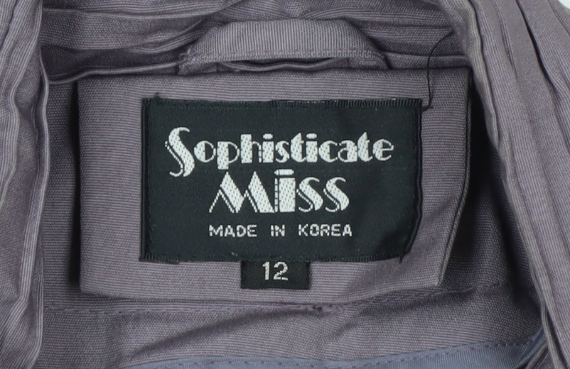 Sophisticate Miss Women’s Purple Belted Trench Coat Size 12 Long Sleeve