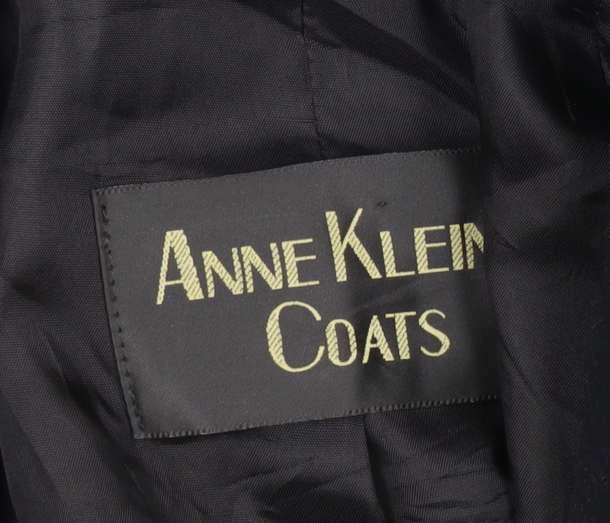 Anne Klein Women’s Black Wool Long Overcoat Size 12 Lined Classic