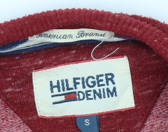 Hilfiger Denim Men’s Red Crew Neck Pullover Sweatshirt Size S