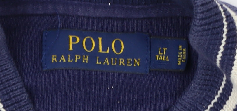 Polo Ralph Lauren Men's Blue Varsity Jacket Size L Tall Cotton Blend