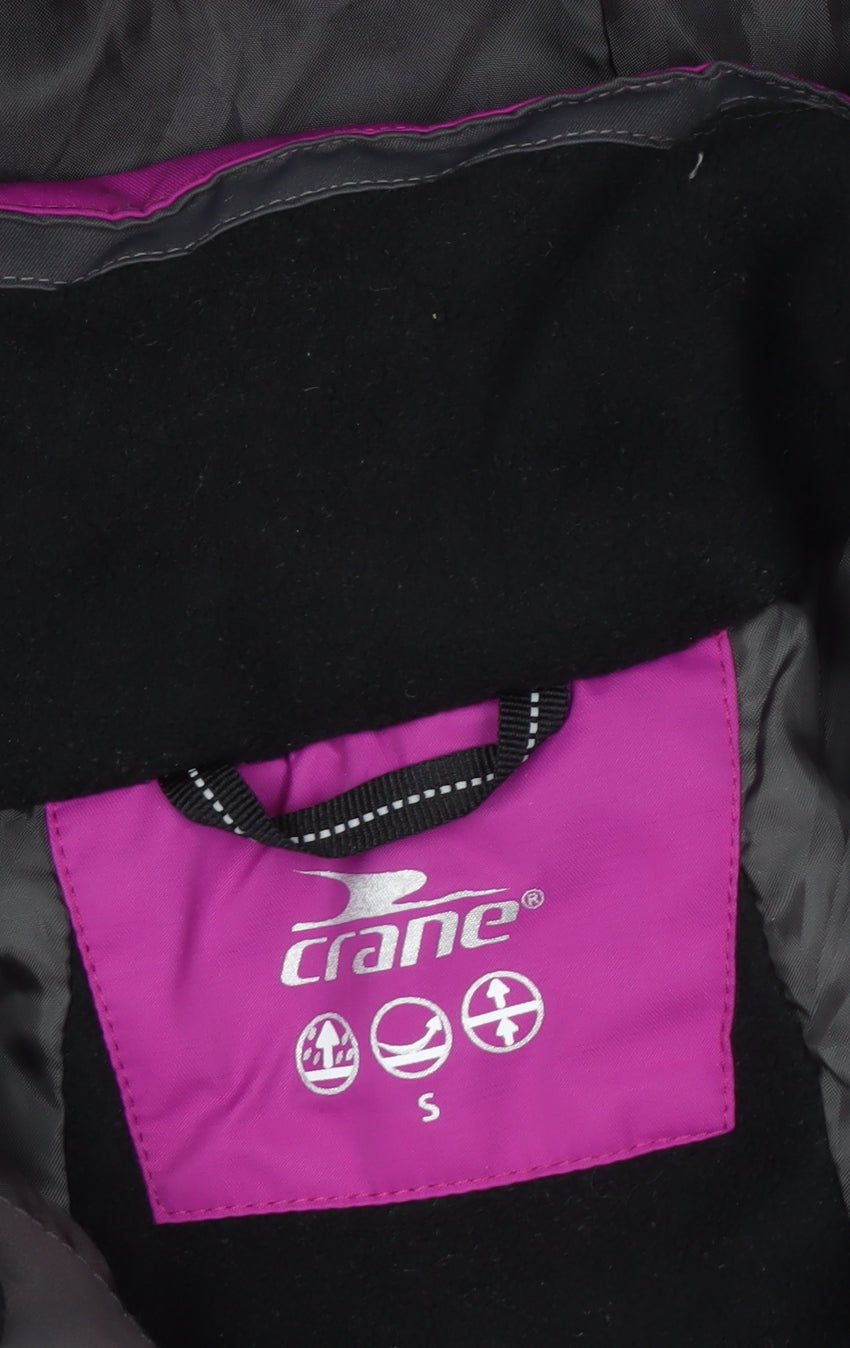 Crane Women's Purple Grey Ski Jacket S Waterproof Hooded Winter Coat