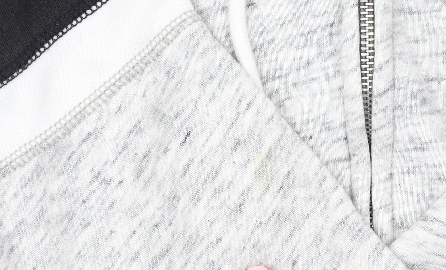 Hollister Women’s Grey & Black Full Zip Hoodie M Cotton Blend
