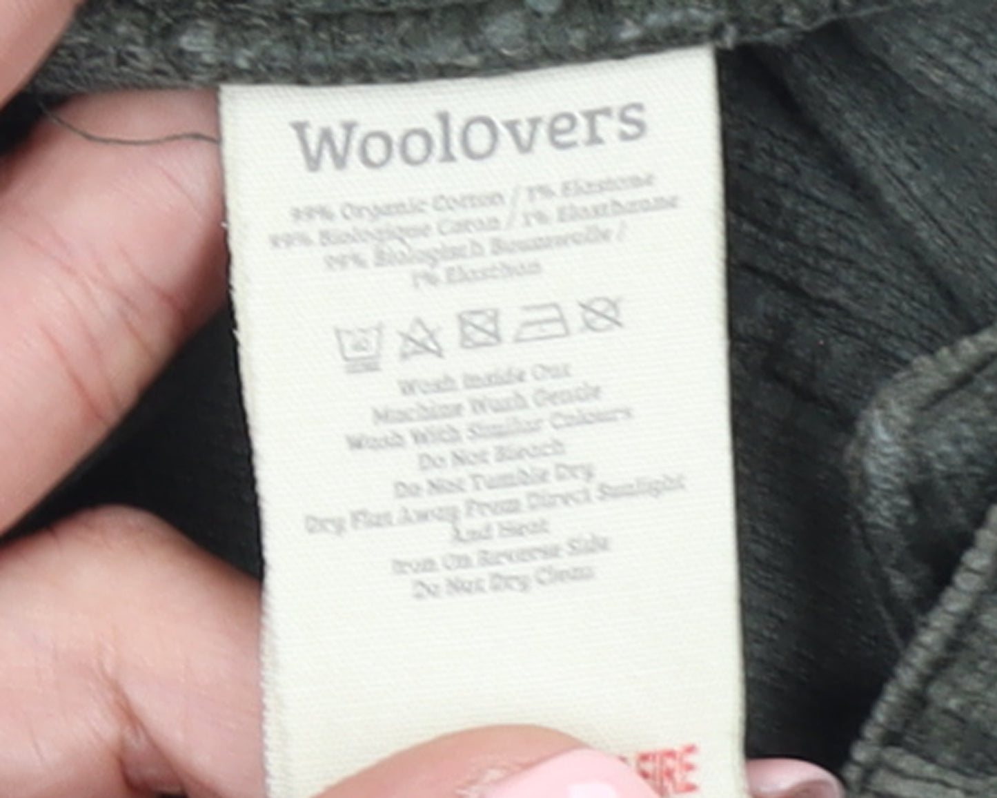 Woolovers Women’s Green Corduroy Slim Trousers UK 8S