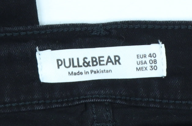 Pull & Bear Womens Black Skinny Jeans Size 12 Slim Fit Denim