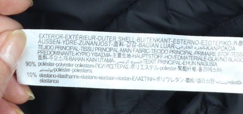 Zara Women's Black Puffer Jacket Hooded Size 8 Quilted Softshell