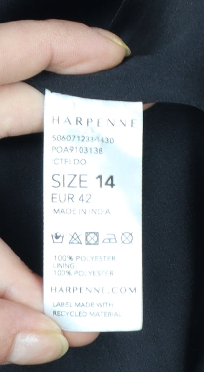 Harpene Women Black Studded Long Sleeve Blazer Size 14 Polyester