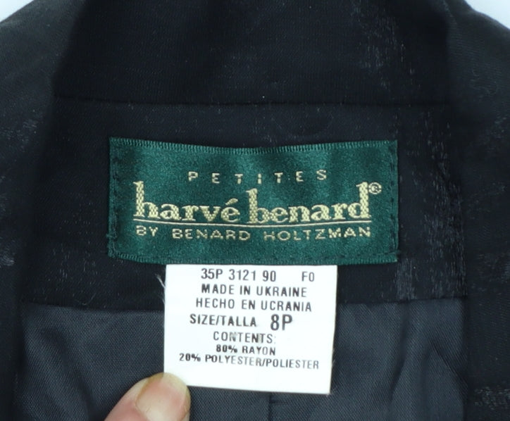 Hervé Benard Women's Black Petites Size 8P Tailored Blazer Jacket