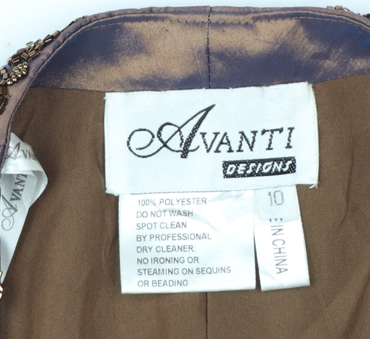 Avanti Designs Women's Brown Beaded Cropped Tuxedo Jacket Size 10