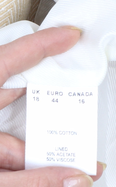 Windsmoor Women's Beige Cotton Double-Breasted Blazer UK 18