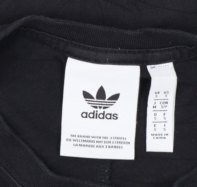Adidas Mens Black Striped Short Sleeve Crew Neck T-Shirt Size S