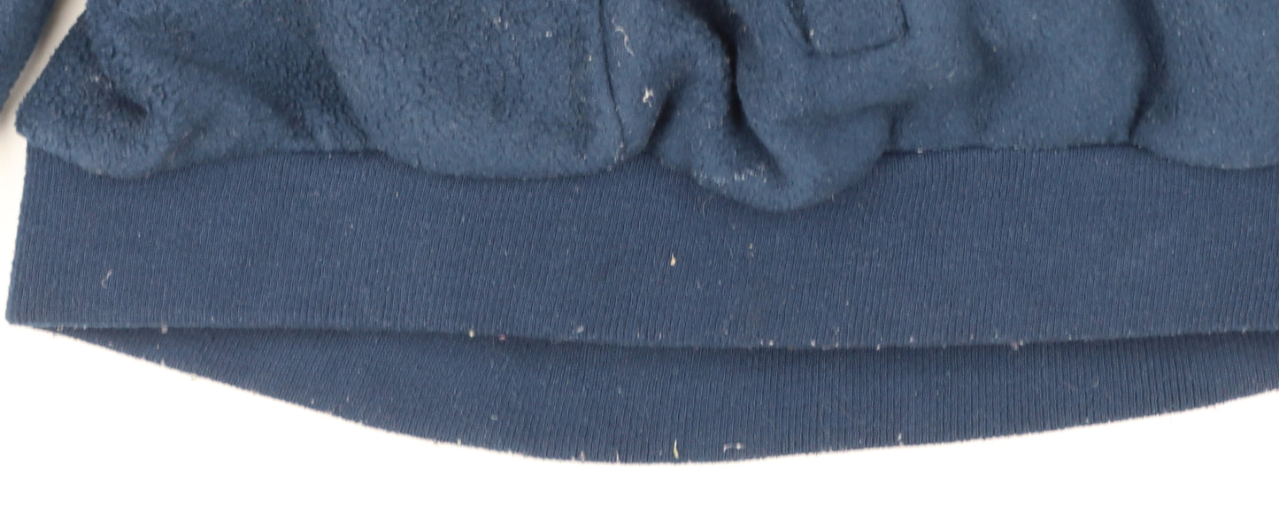 iets frans Women’s Blue Fleece Bomber Jacket Size S Full Zip Casual
