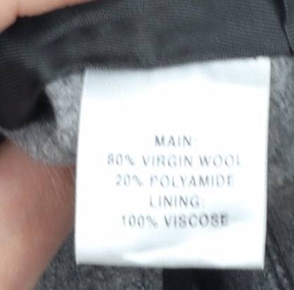 Reiss Men's Grey Wool Hooded Overcoat L 42in Lined Button Casual