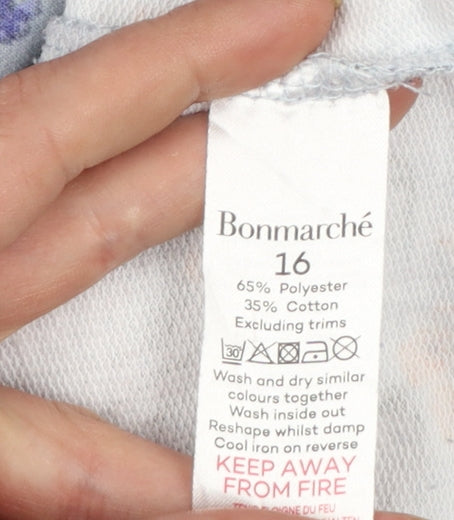Bonmarché Women Blue Floral Pullover Sweatshirt Size 16