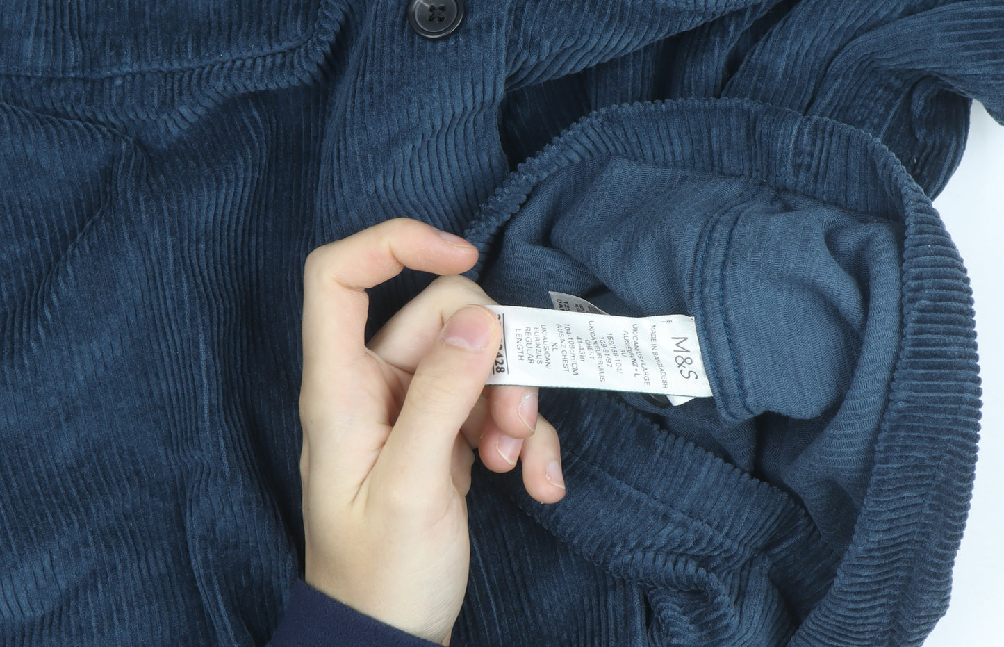 Marks and Spencer Men’s Blue Corduroy Jacket L Regular Fit