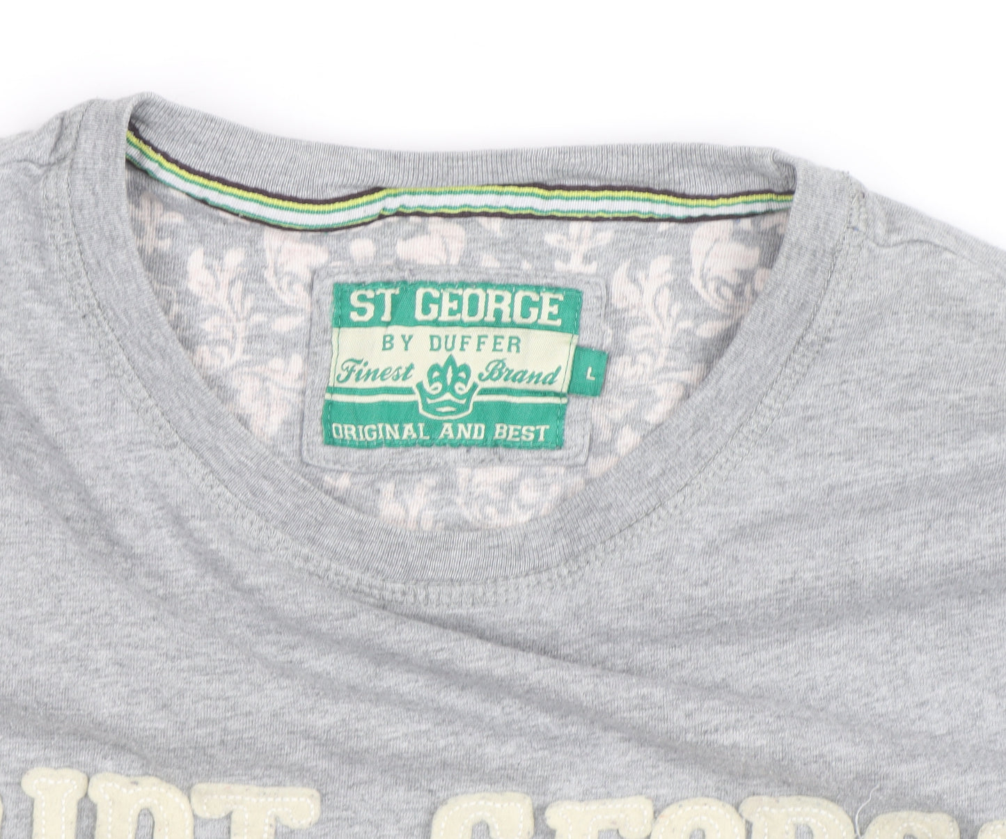 St George By Duffer Men's Grey Graphic T-Shirt Size L