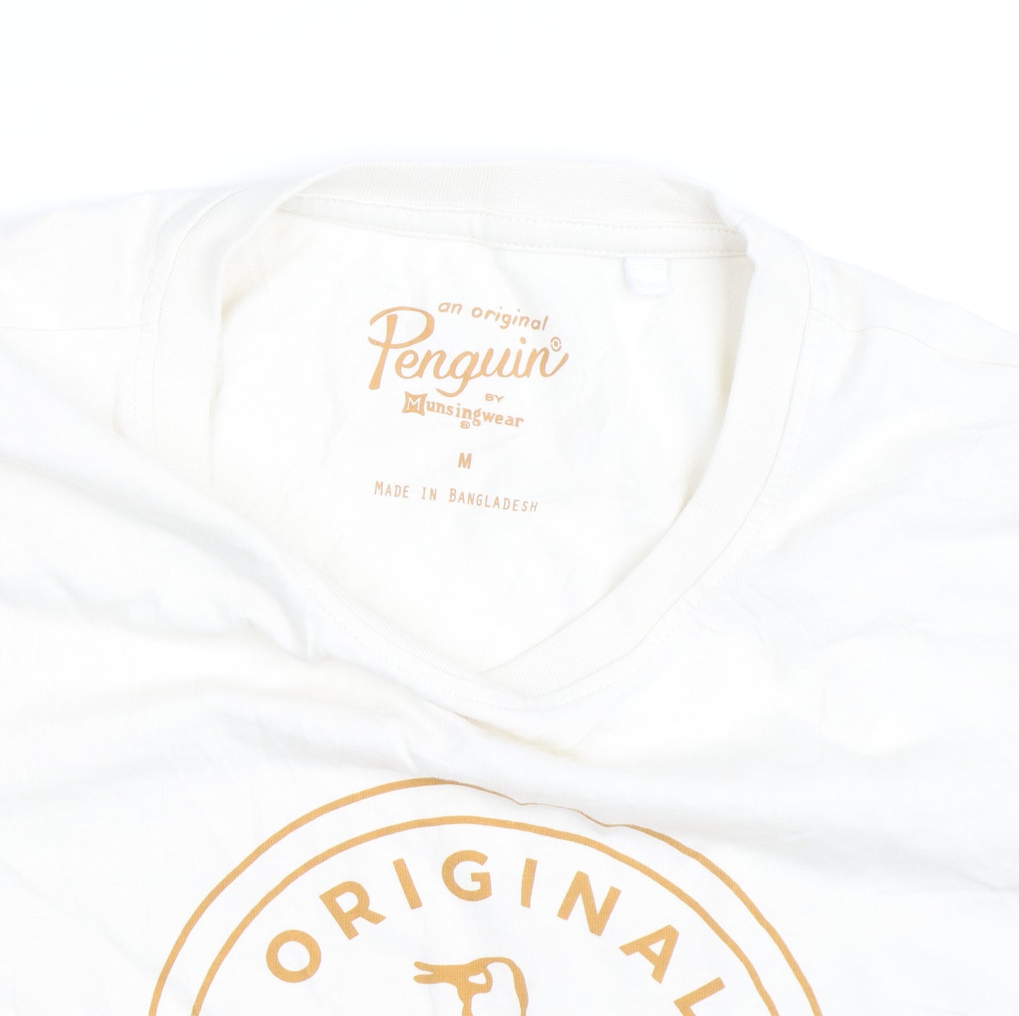 Original Penguin Men’s Ivory Graphic T-Shirt Medium Cotton Crew Neck