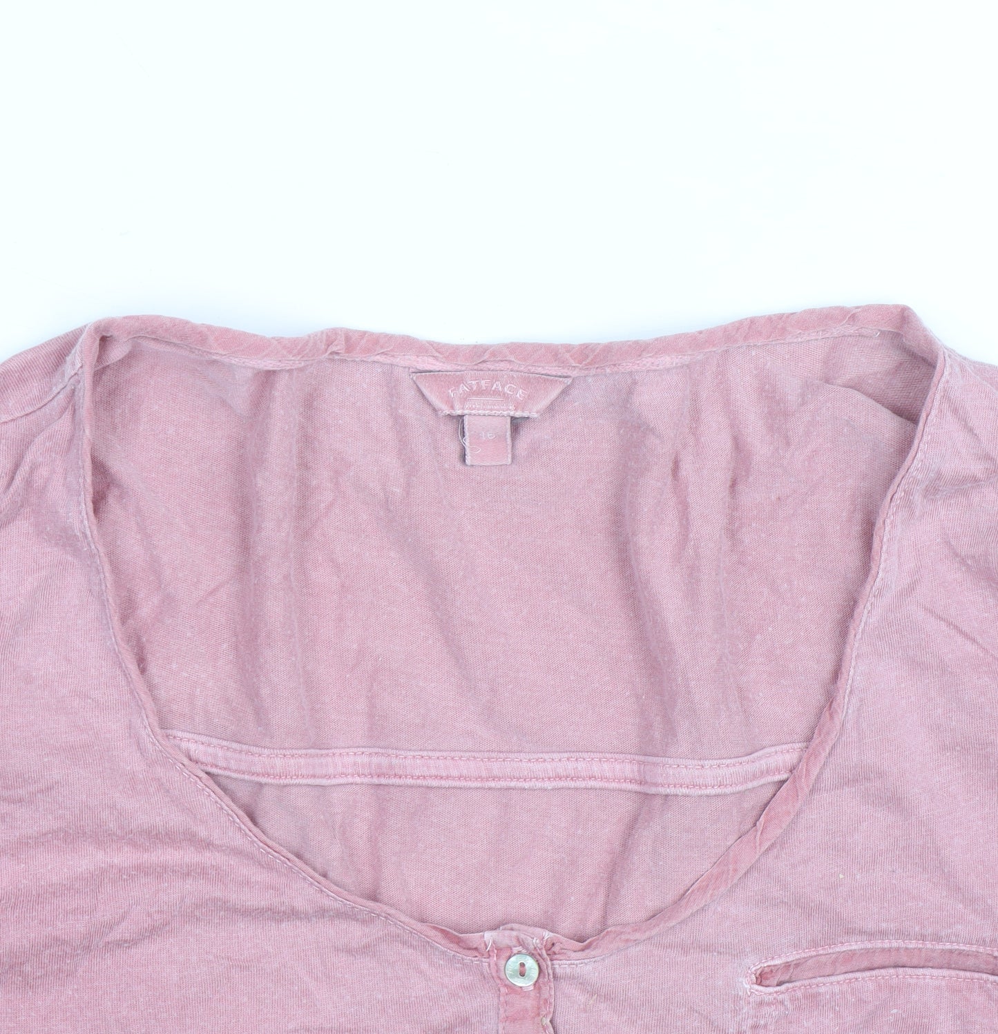 FatFace Women's Pink Long Sleeve Henley T-Shirt Size 12