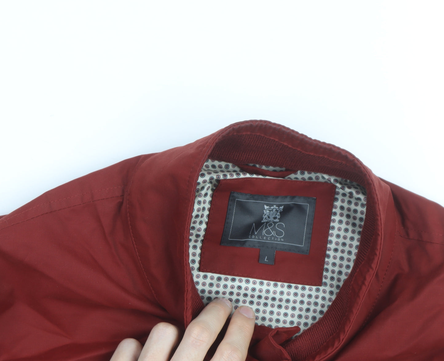 Marks and Spencer Men's Red Bomber Jacket Size L Polyester Casual