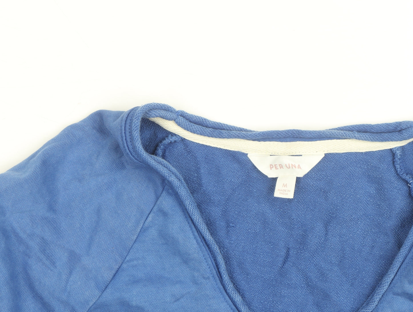 Marks and Spencer Per Una Blue Cotton Modal V-Neck Polo M