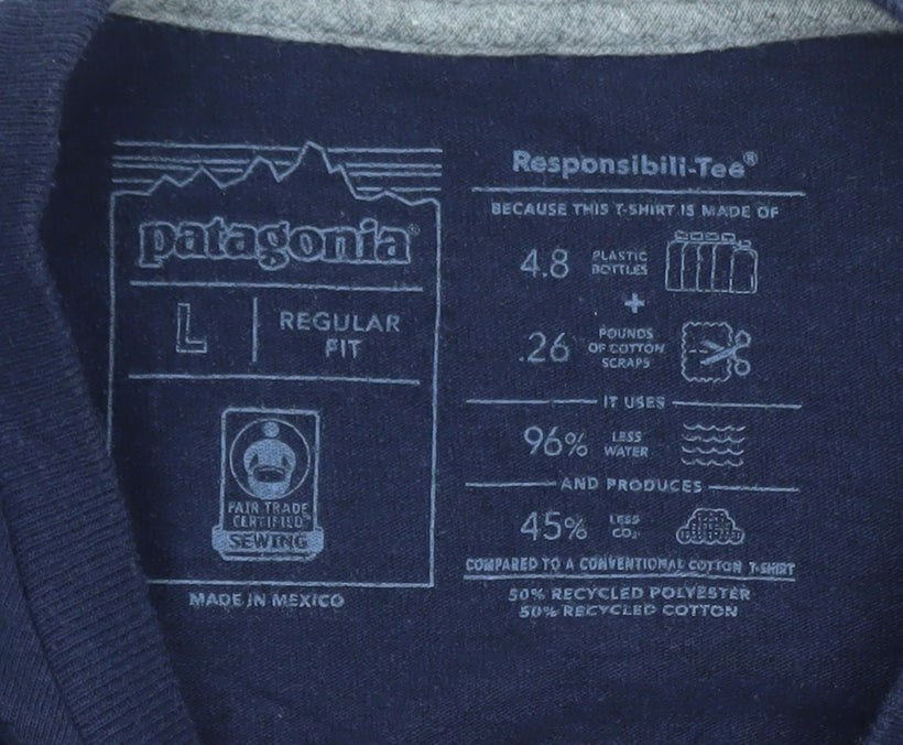 Patagonia Men’s Blue Long Sleeve Crew Neck Regular Fit T-Shirt Size L