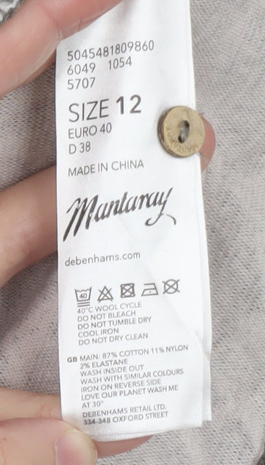 Mantaray Womens Grey Henley T-Shirt Dress Size 12 Cotton Blend