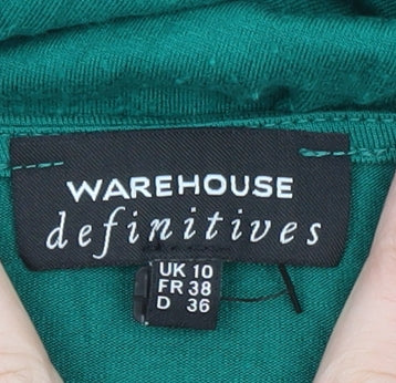 Warehouse Women’s Green Wrap Belted Jersey Dress Size 10
