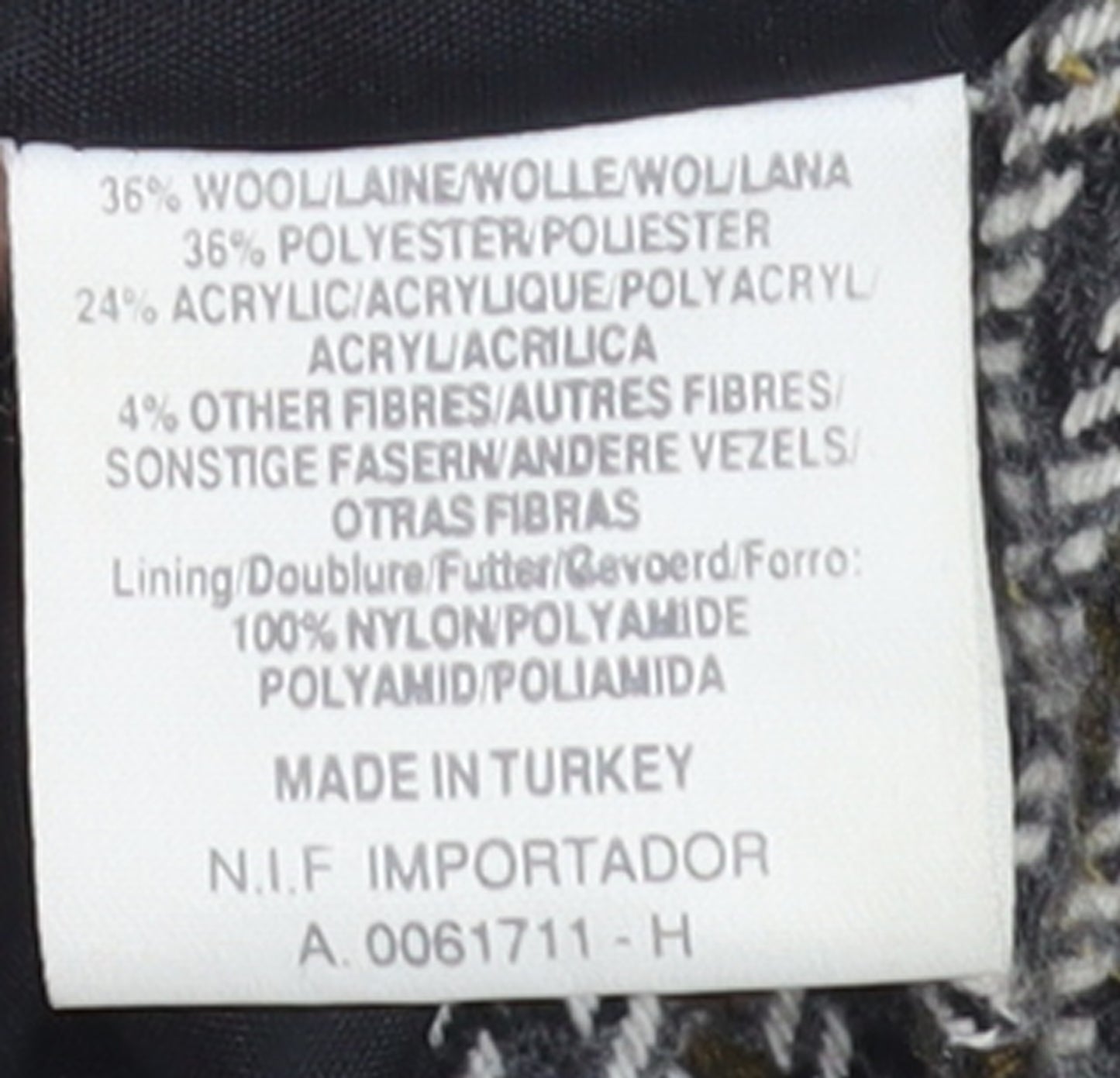Dorothy Perkins Women Grey Houndstooth Wool Blend Double-Breasted Blazer UK 12