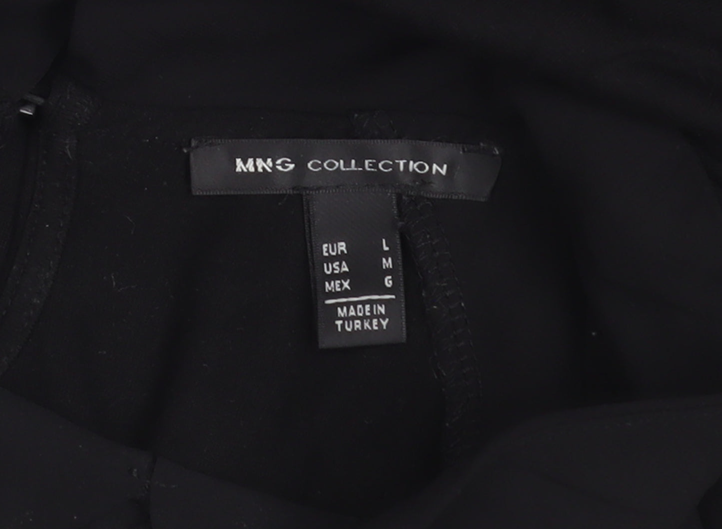 MNG Collection Women Black Collared Short Sleeve Blouse Size L