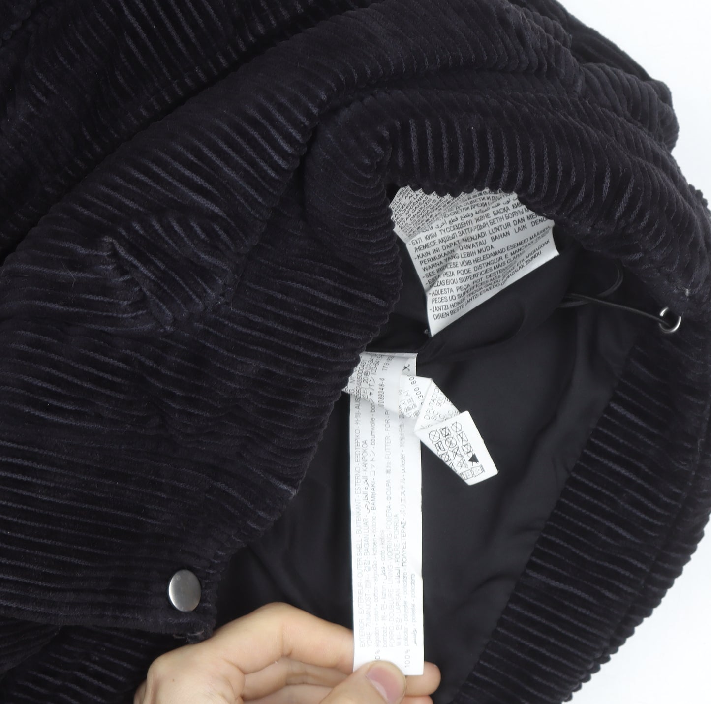Zara Women Black Corduroy Puffer Jacket Size M