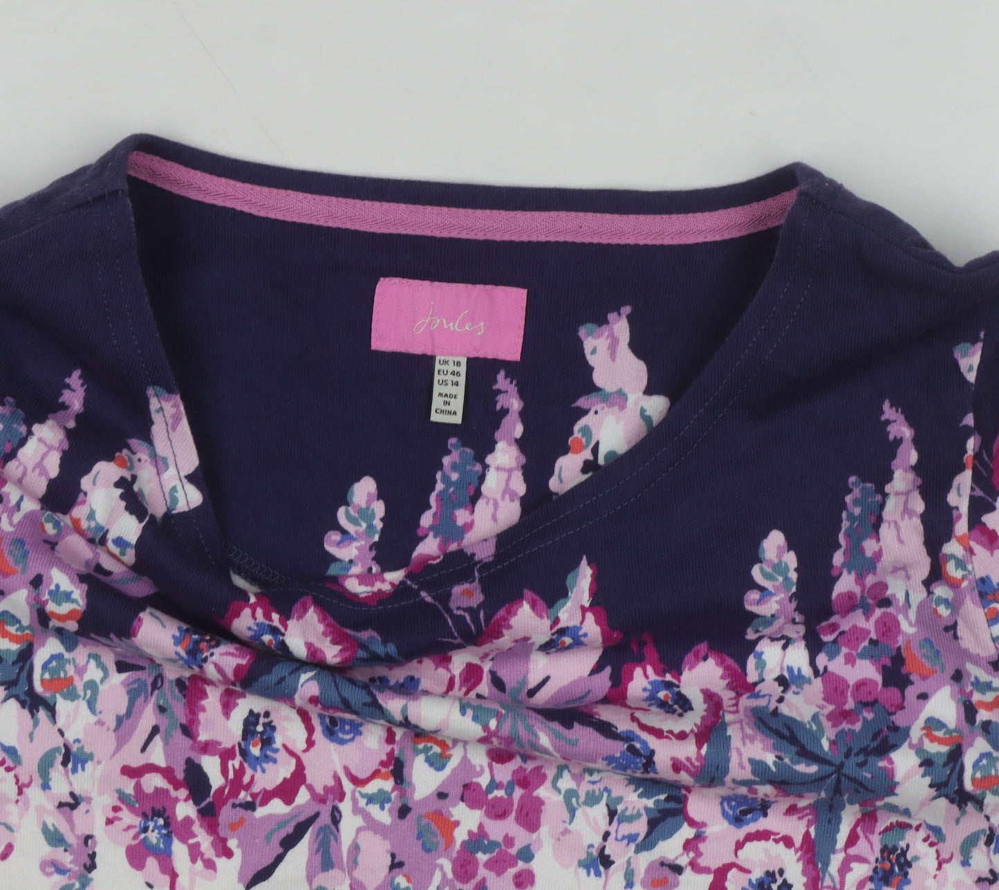 Joules Womens Multicoloured Floral Polka Dot Cotton 3/4 Sleeve T-Shirt Size 18