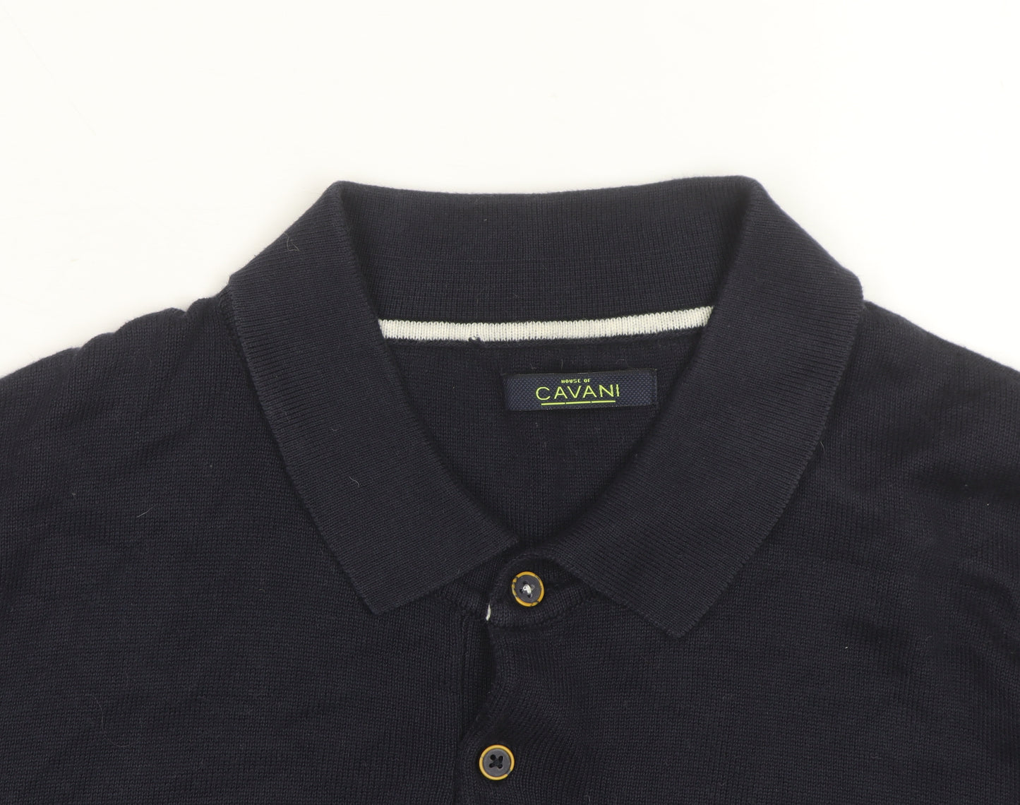 House of Cavani Men's Navy Blue Cotton Short Sleeve Polo Shirt XL