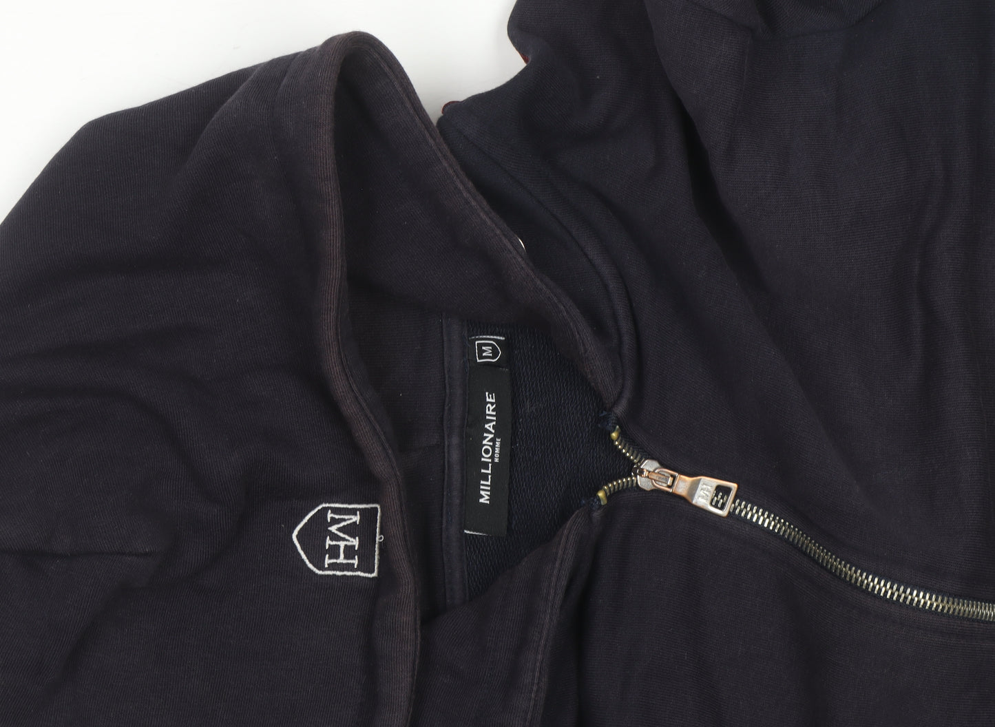 Millionaire Homme Men's Black Full Zip Hoodie M Logo Trim