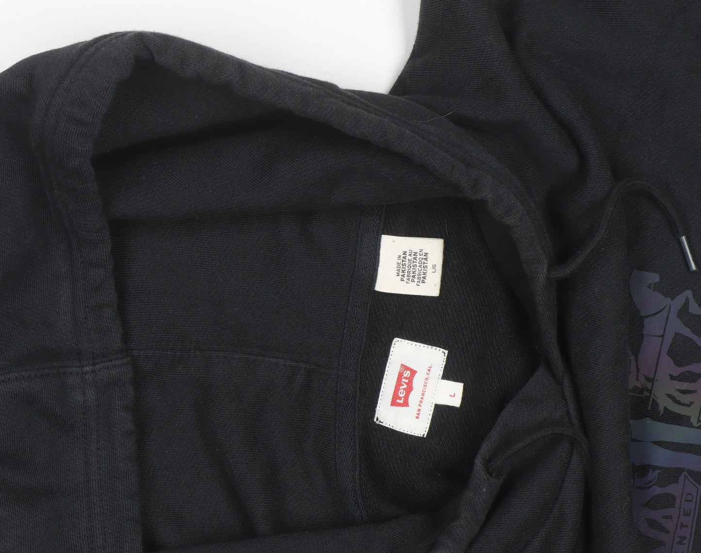 Levi's Men's Black Pullover Hoodie L Regular Fit Graphic Fleece